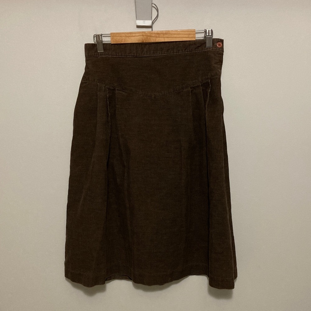 Malouf Dark Brown A-Line Corduroy Skirt, Vintage midi, fall wardrobe, Size small